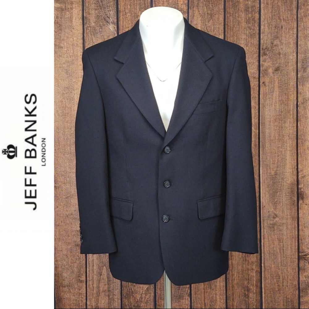 Vintage Blue Wool 3 Button Men's Blazer Excellent Condition